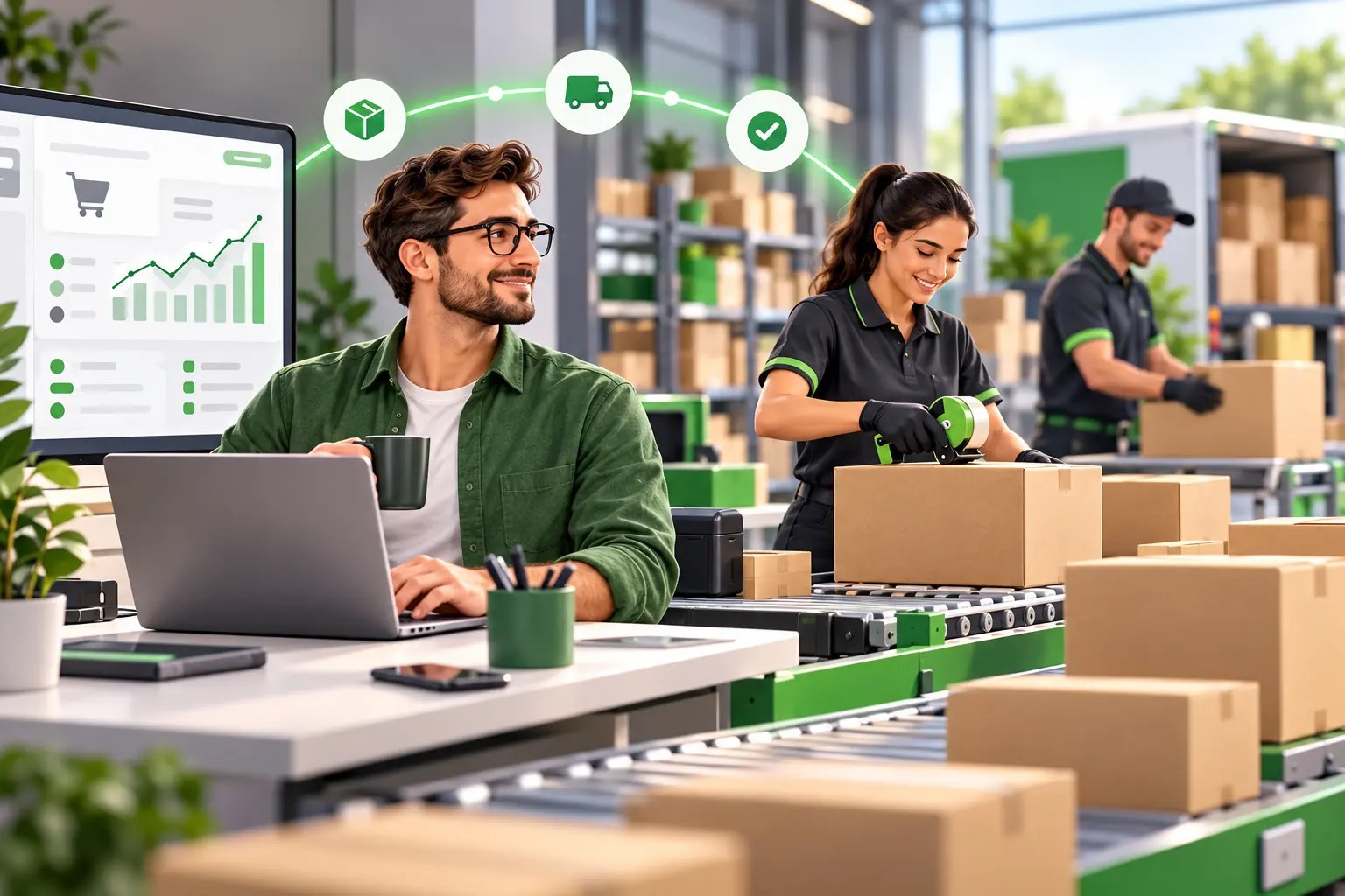 SmartShip specialist preparing Amazon FBM marketplace orders for tracked dispatch