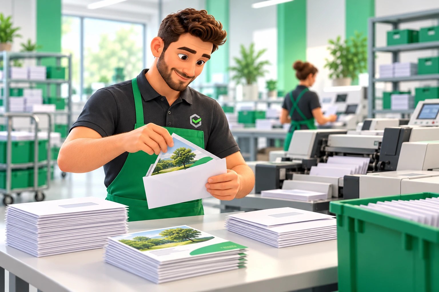 SmartShip specialist folding and inserting letters and brochures into envelopes