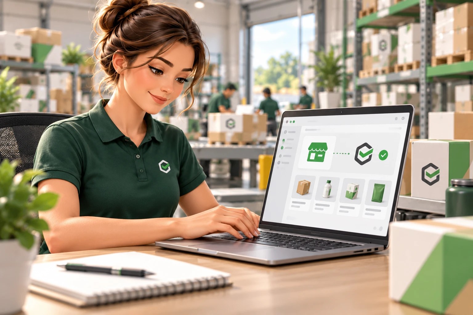 SmartShip specialist connecting an online sales channel at a warehouse workstation