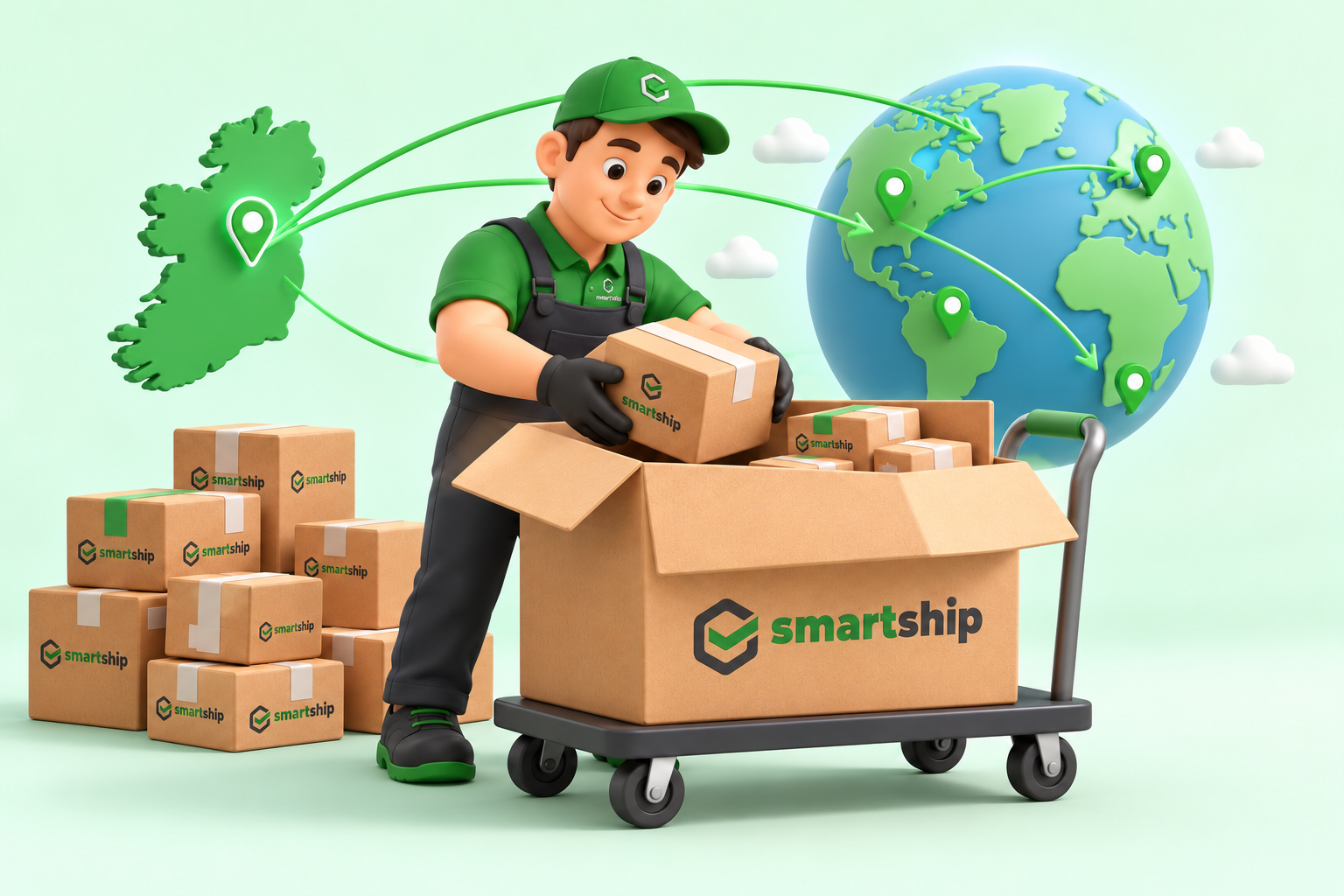 SmartShip parcel forwarding specialist consolidating packages for worldwide delivery